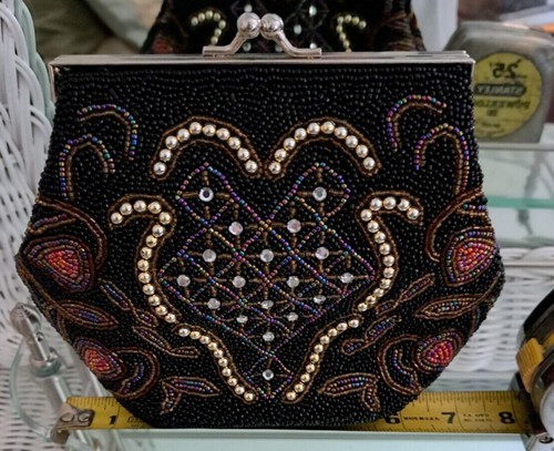 Elegant black beaded evenening - black,